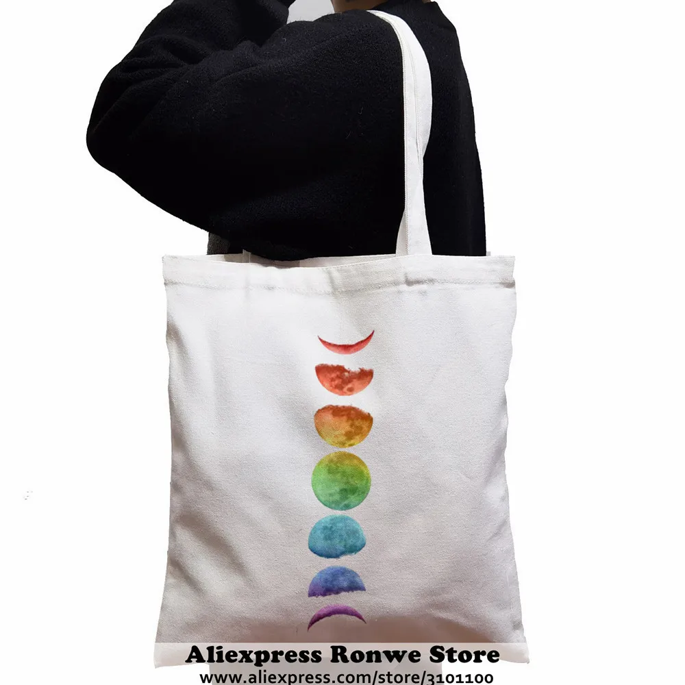 New Moon Large-capacity Women Shopping Canvas Tote Bag Girl Female Lady Space Reusable Eco Shoulder Student Black Handbags shopping bag tote bags canvas bag canvas bags