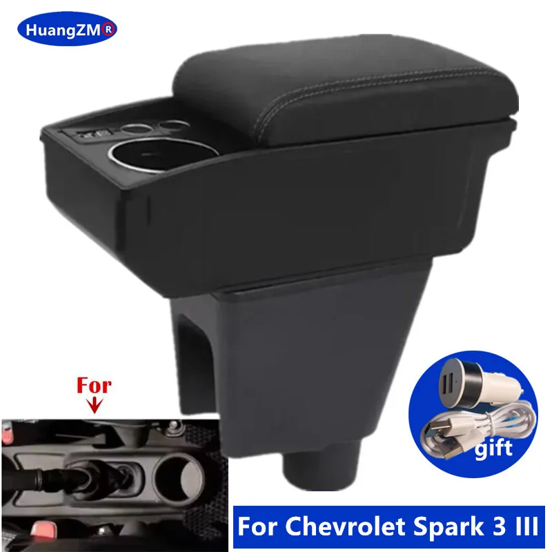 Für Chevrolet Spark Armlehne Box Für Chevrolet Spark 3 III Aveo T200 Auto Armlehne doppel-schicht Lagerung Box Retrofit auto Zubehör
