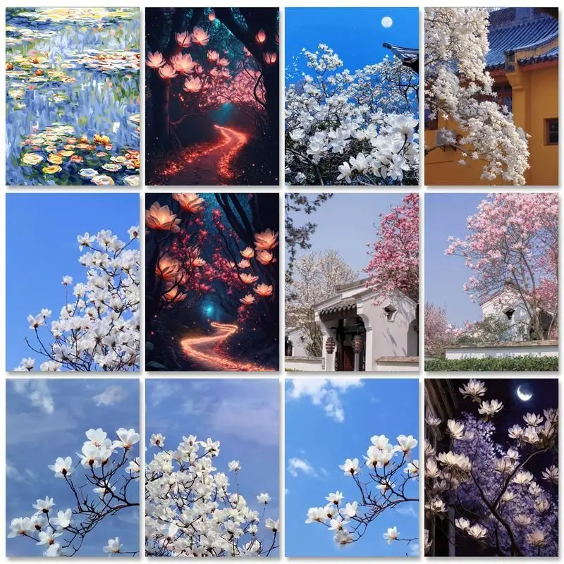 

RUOPOTY Diy Painting By Numbers Flowers Modern Picture With Numbers Handpainted On Canvas Acrylic Paint For Wall Art Picture