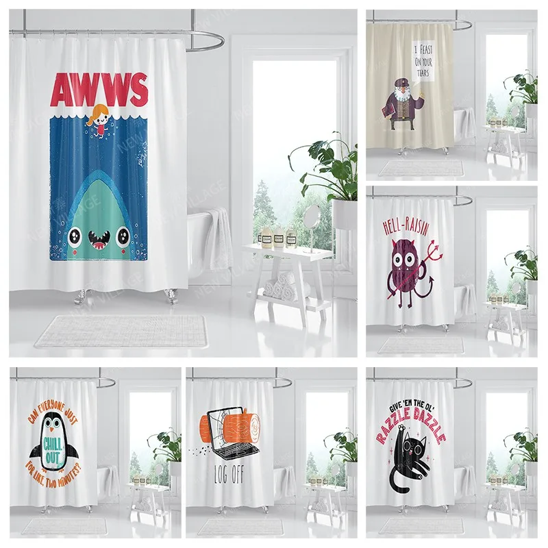 

Waterproof fabric shower curtain Bathroom curtain accessories 180x200 Bath curtain for shower 240*200 cartoon cute decor 240x200