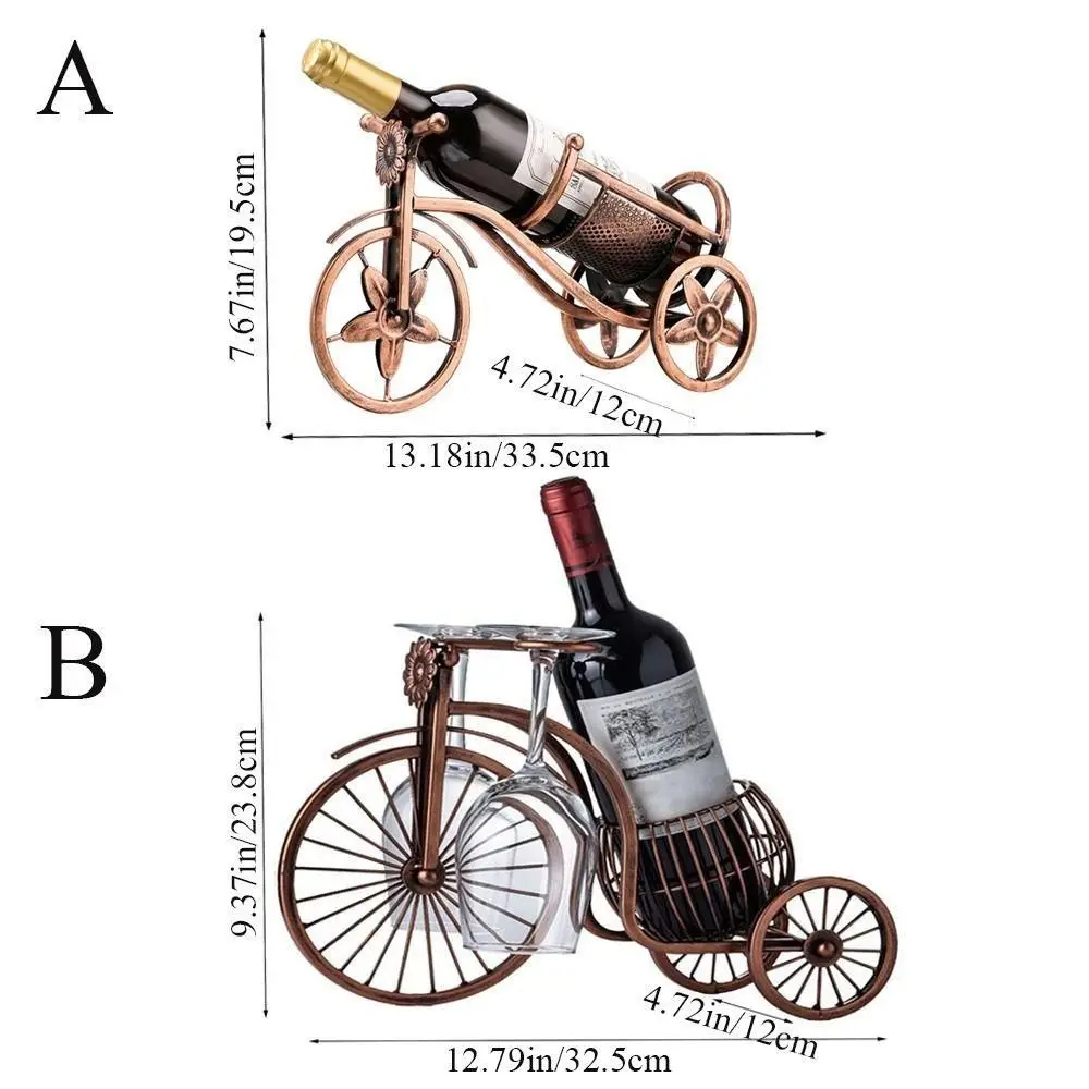 Retro Carriage Bike Wine Rack Hanging Wine Glass Holder Bar Dining Table Decor Wine Bottle Display Rack Wine Cup Organizer 6