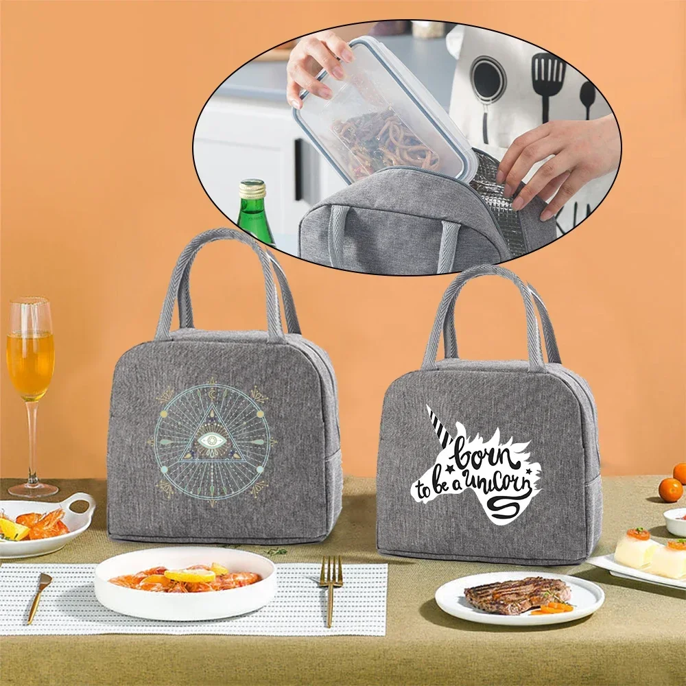 

Women's/Men's Insulated Lunch Bag Lunch Bento Storage Bag Waterproof Tote Canvas Insulated Insulated Lunch Bag White Pattern