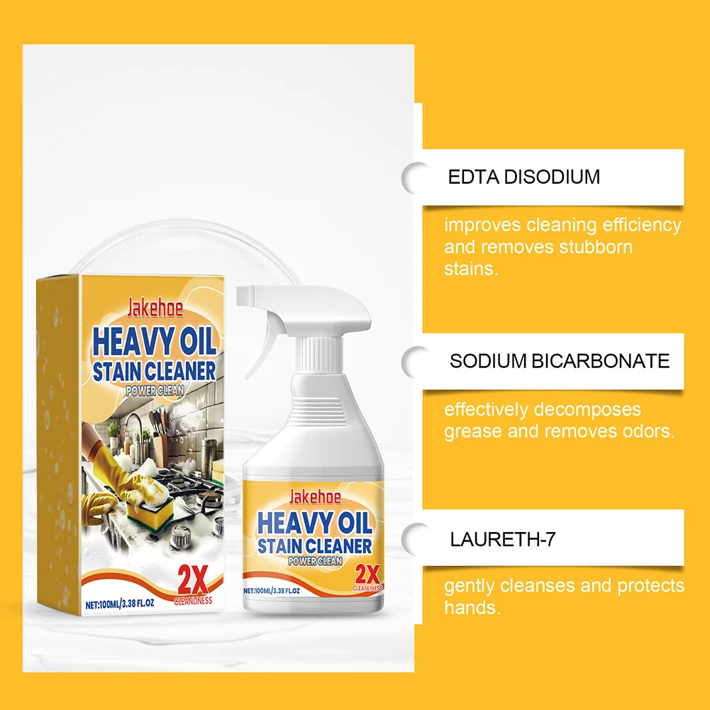 100ml Heavy Oil Cleaner Kitchen Oil Stain Powerful Degreaser Oil Stains Remover Cleaning Grills Oven Home Cooktop Cleaning Spray 5