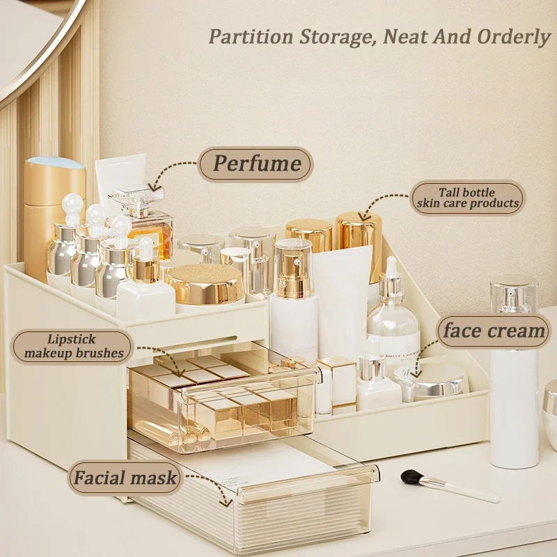 1PCS Cosmetic Organizer with Clear Drawer Countertop Organizer for Cosmetics, Lotion, Lipstick - Ideal for Dressers or Bathrooms 5