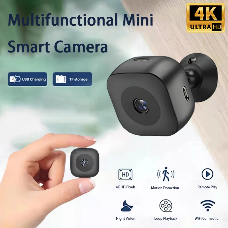 Mini Camera 4K Mini Security Camera Full Color Night Vision High Definition WiFi Monitor Waterproof Motion Detect