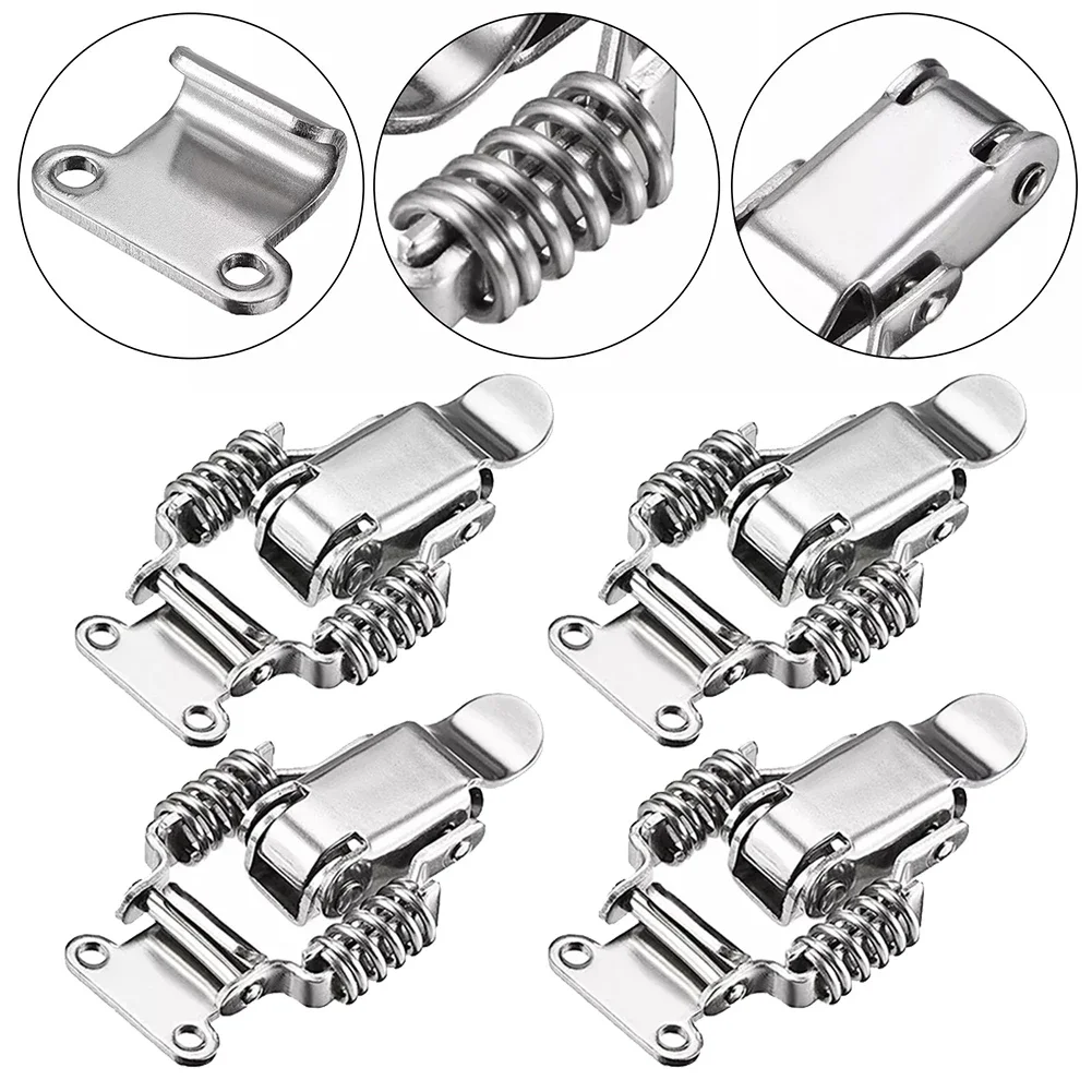 Furniture Hardware Toggle Latches Stainless Steel Spring Loaded Draw Toggle Latch Catch Clamp Clip Hasps Lock 4PCS Suitcase Case Lock Buckle