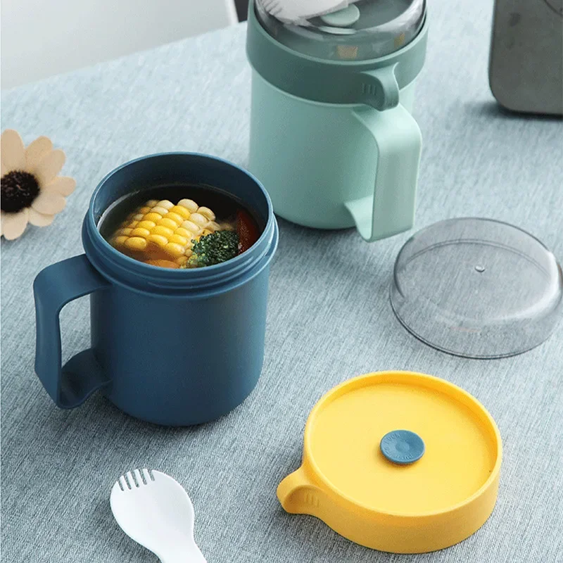 500ml Lunch Box Portable Food Thermal Insulated Container Breakfast Cup Leak-Proof Soup Milk Thermos Bottle Tumblers With Spoon 4
