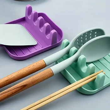 All-in-One Spoon Rest Organizer, Keeps Countertops Tidy, Holds Kitchen Utensils & Pot Lids for Home or Restaurant