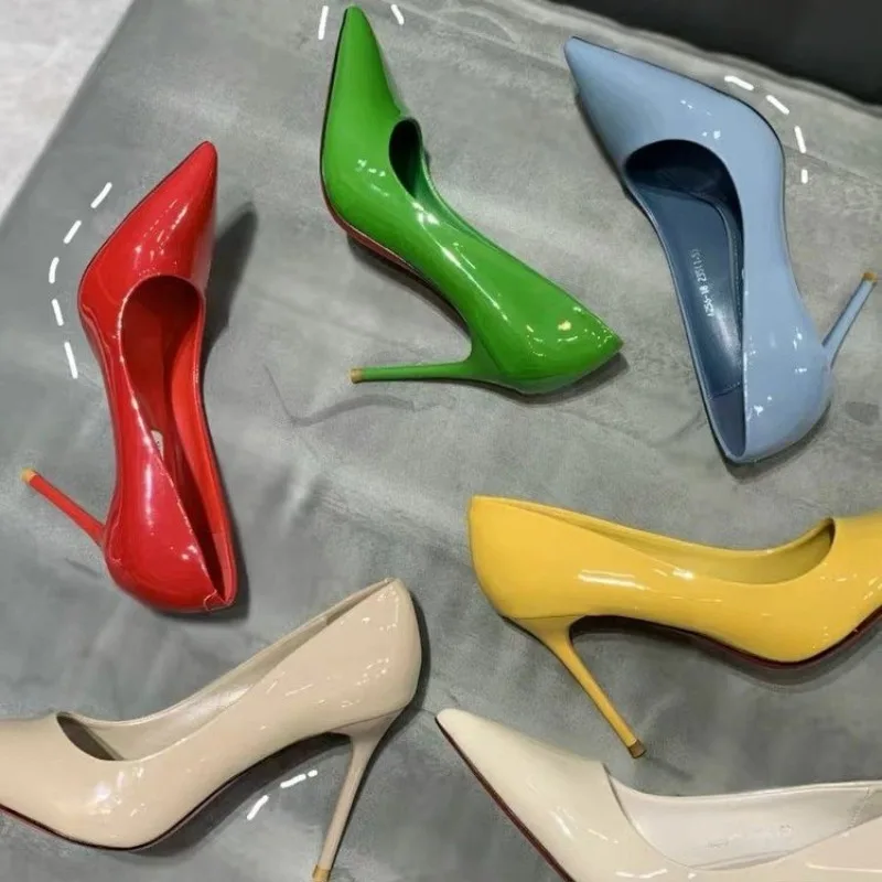 

Женские туфли со шнуровкой и манжетами, однотонные туфли на высоком тонком каблуке с острым носком, 2024