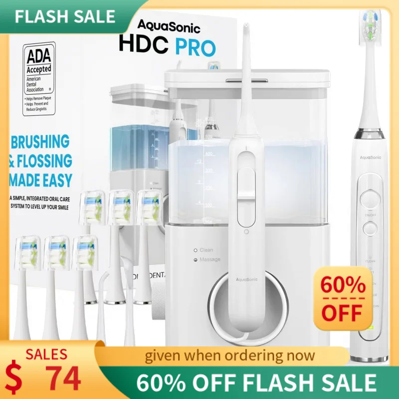 

AquaSonic Home Dental Center PRO – Brushing & Flossing Made Easy – Brush & Floss – Power Toothbrush & Water Flosser