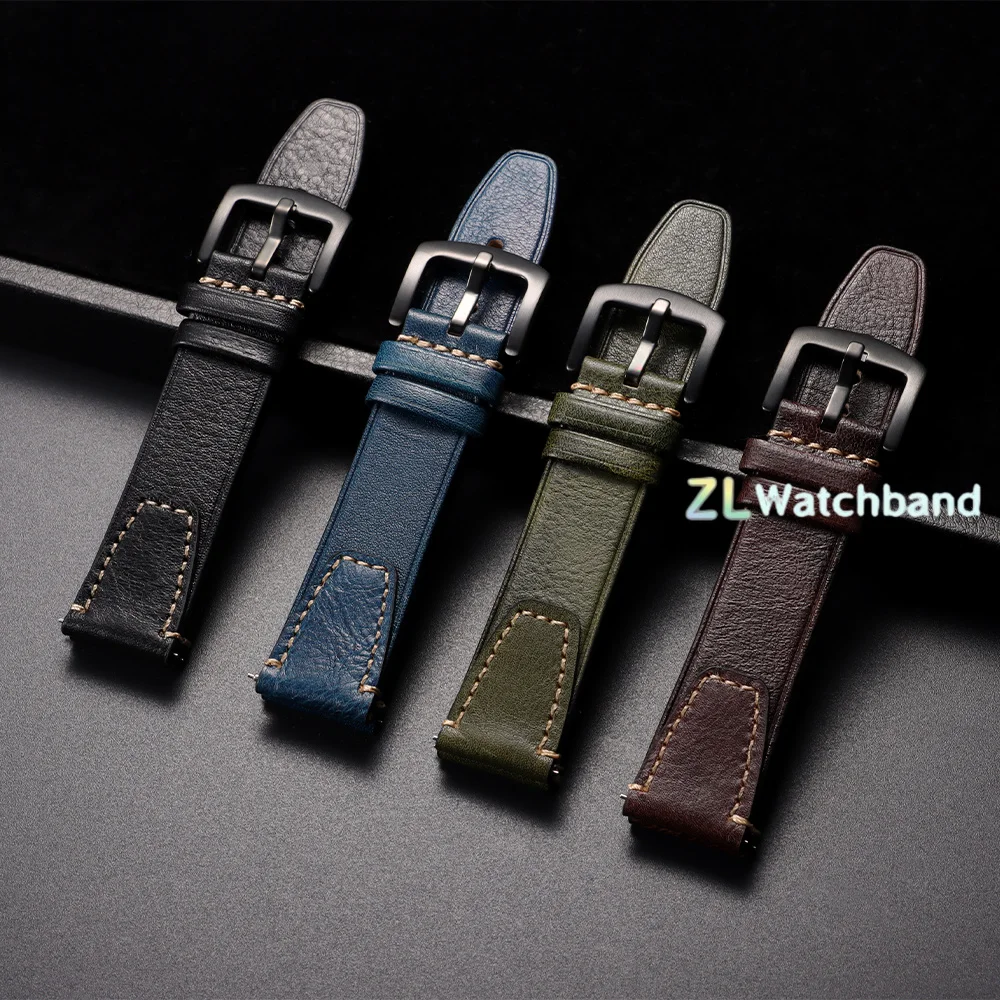 Vintage Genuine Leather Watch Strap, Retro Bracelet Quick Release Wristband