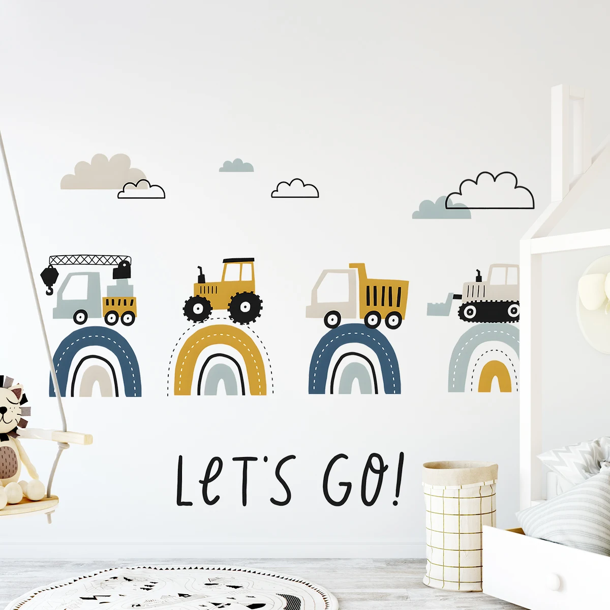 Cartoon Tractor Helicopter Car luminous wall stickers wall stickers vinyl decal stickers for Kid Room Living Room Wall Decal Baby Nursery Home Decor Bedroom Decoration