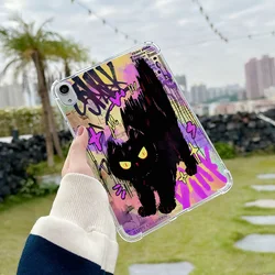 Transparent Tablet Case with Black Graffiti Cats Design - iPad Pro 13 2025 (EO65)