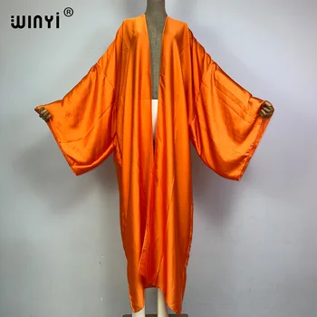 WINYI kimono boho monocolour kaftans beach wear Elegant купальник Holiday beach outfits for women cover ups comfortable dress 1