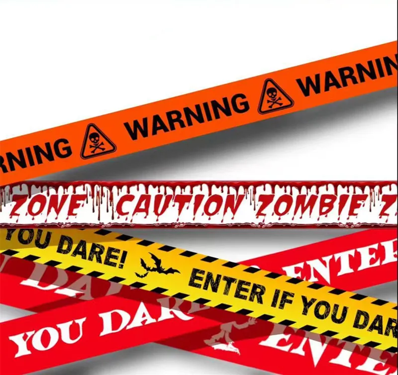 1Pc 6m Halloween Props Window Prop Warning Line Strip Plastic Skull ...