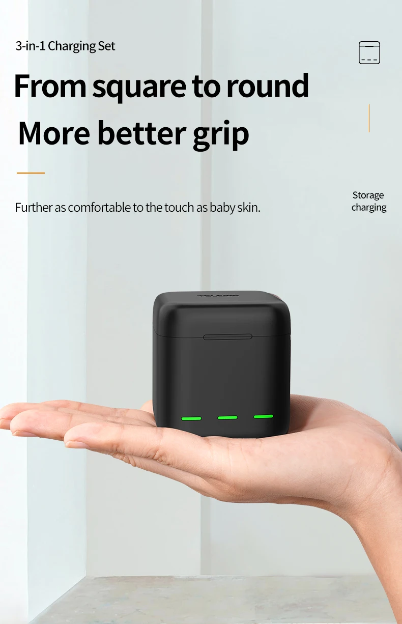 TELESIN Portable Battery Charger Fast Charging for Hero12 Battery Hero 12 11 1