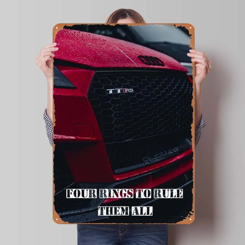 Жестяной постер Audi Quattro для ралли, украшение для игровой комнаты, винтажный металлический знак, табличка для украшения стен, кофе, бара, ретро
