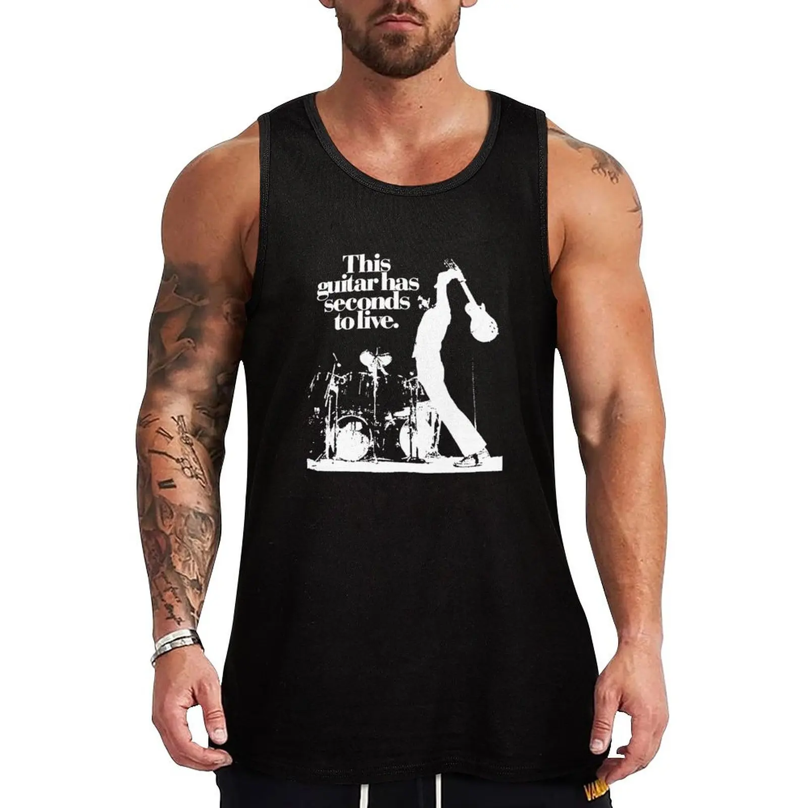

Pete Townshend The Who This guitar has seconds to live Rock Music legend Guitar Tank Top gym shirts T-shirt man sleeveless vests