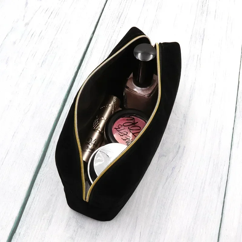 Women Zipper Velvet Make Up Bag Travel Large Cosmetic Bag for Makeup Solid Color Female Make Up Pouch Necessaries Storage bag 2