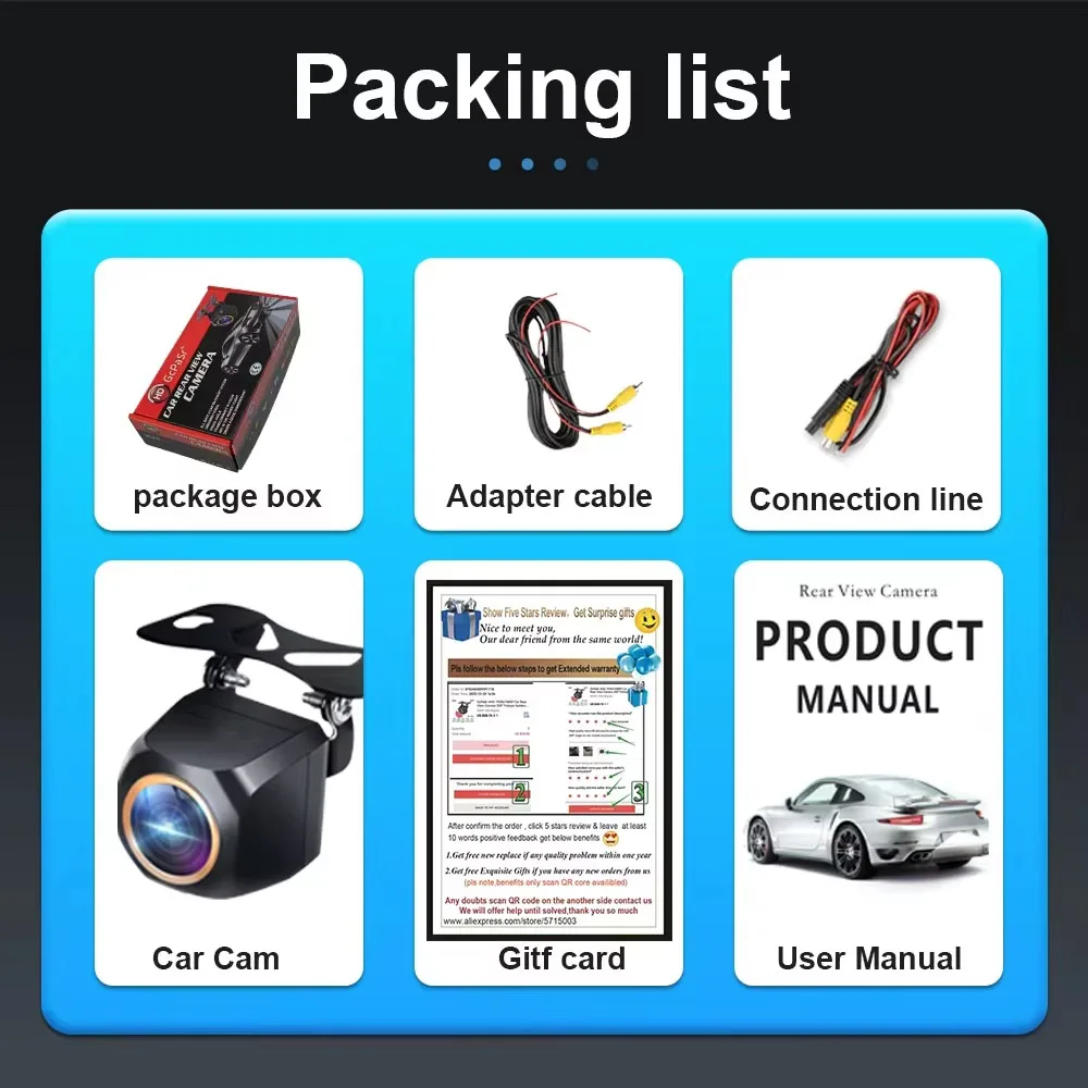 AHD 1920x1080P Car Rear View Camera 200&deg; Fisheye Golden Lens Full HD Night Vision Vehicle Back Reversing Front Camera