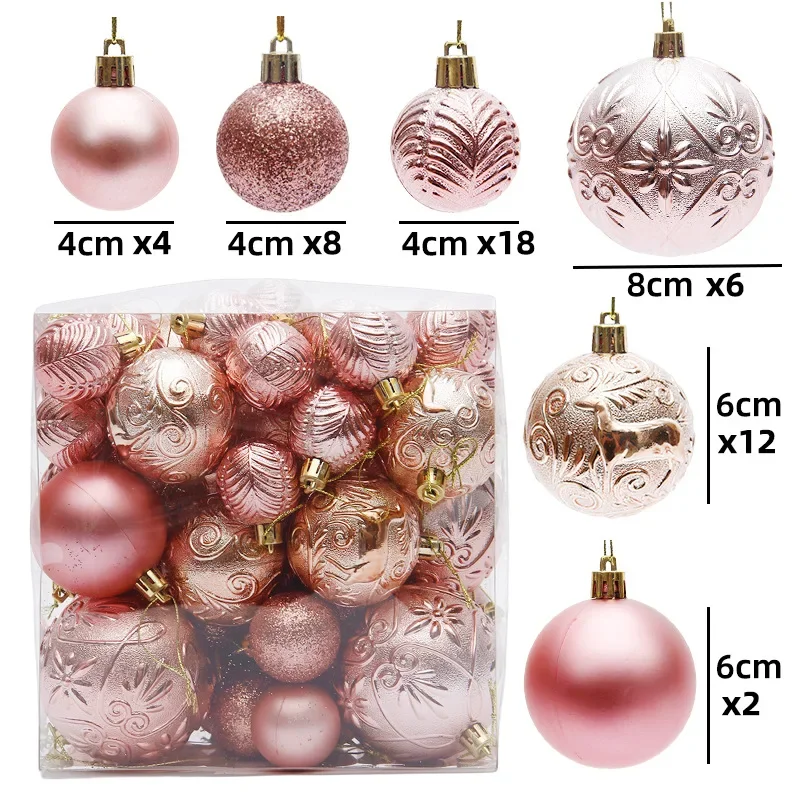 thumbnail image 1 of 50 piezas/juego de bolas navideñas colgantes con purpurina mate de 4/6/8 cm para decoración de árbol de Navidad, suministros para fiestas en el hogar, 1 of 5
