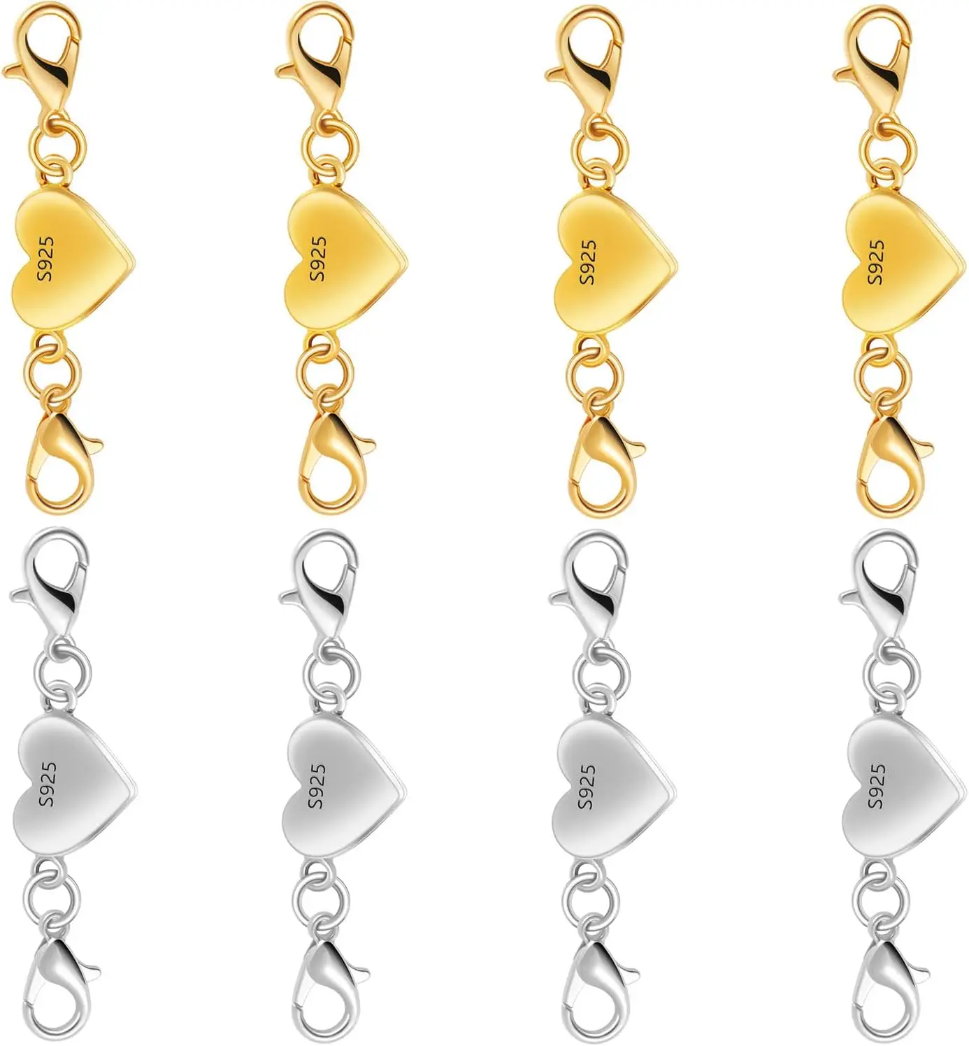 Silver Heart-Shaped Magnetic Necklace Clasps and Closures - Elegant Clasp Converters