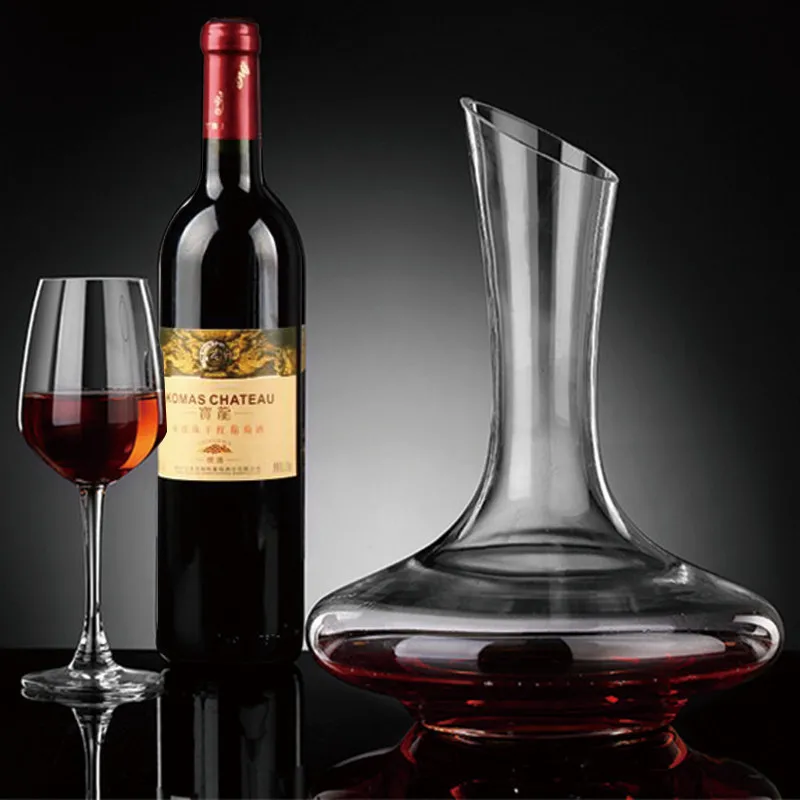 Premium Handmade Crystal Red Wine Decanter with Flat Base and Thickened Walls - 1000ML Capacity