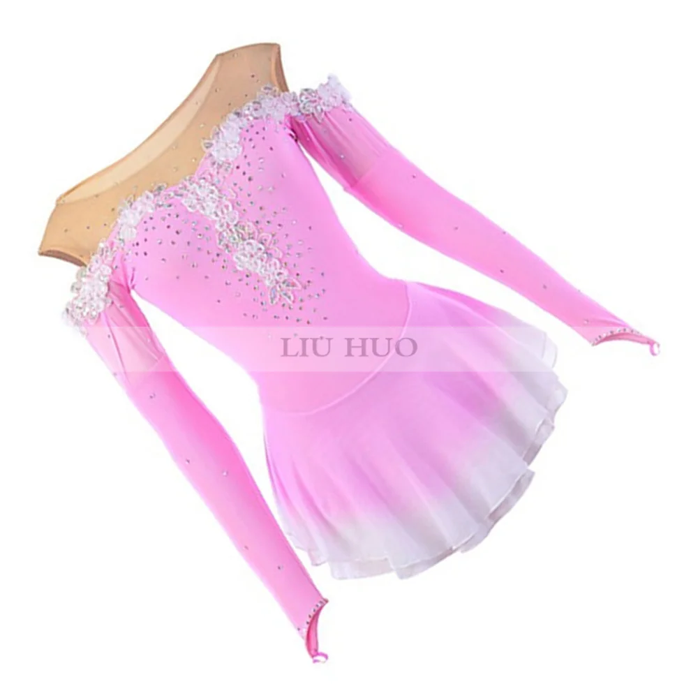 chinese dress ladies Fun, Pink Figure Skating Dress with Magenta Trim by Tania Bass Adult Small