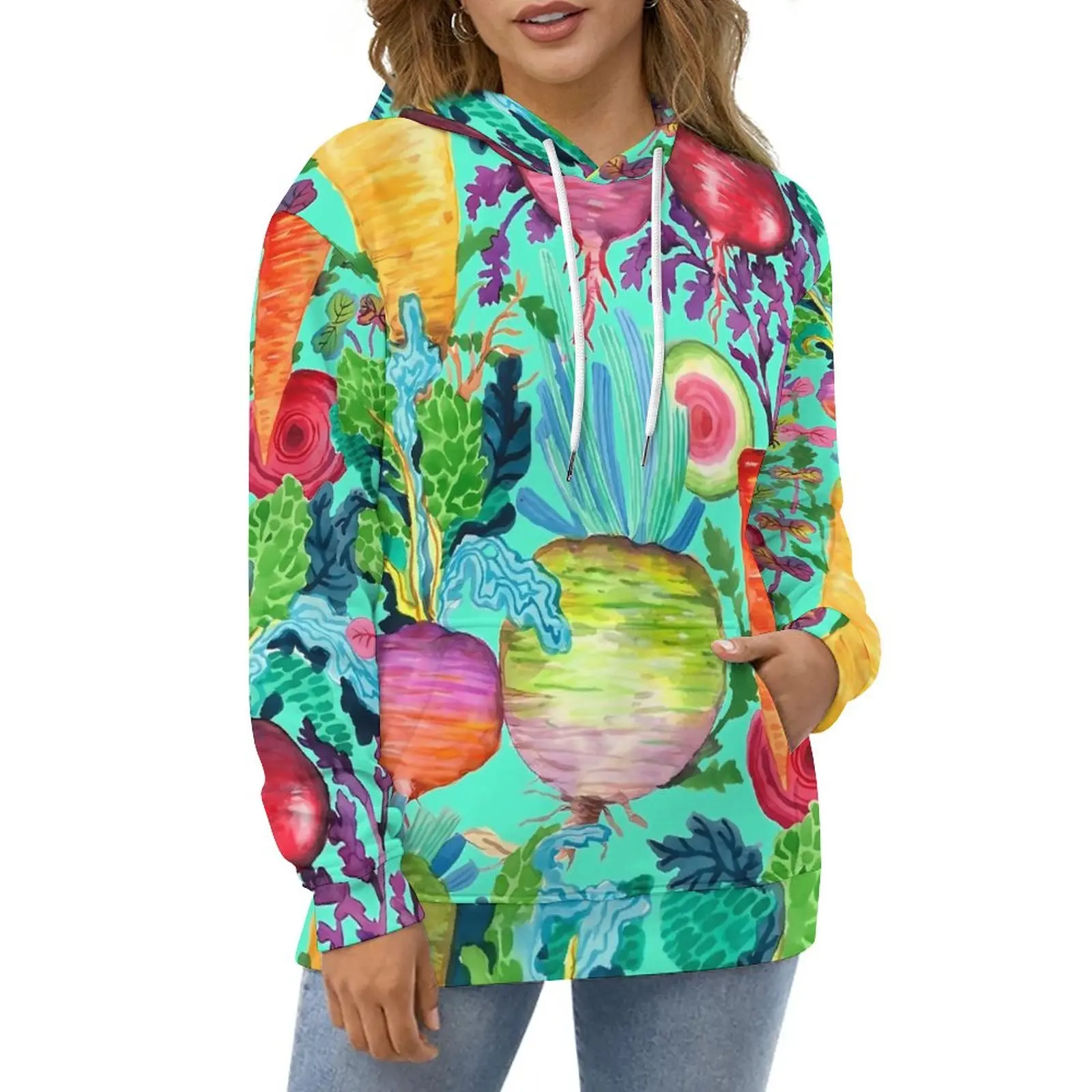

Colorful Radishes Casual Hoodies Carrots Print Y2k Graphic Loose Hoodie Autumn Long Sleeve Street Fashion Oversize Top