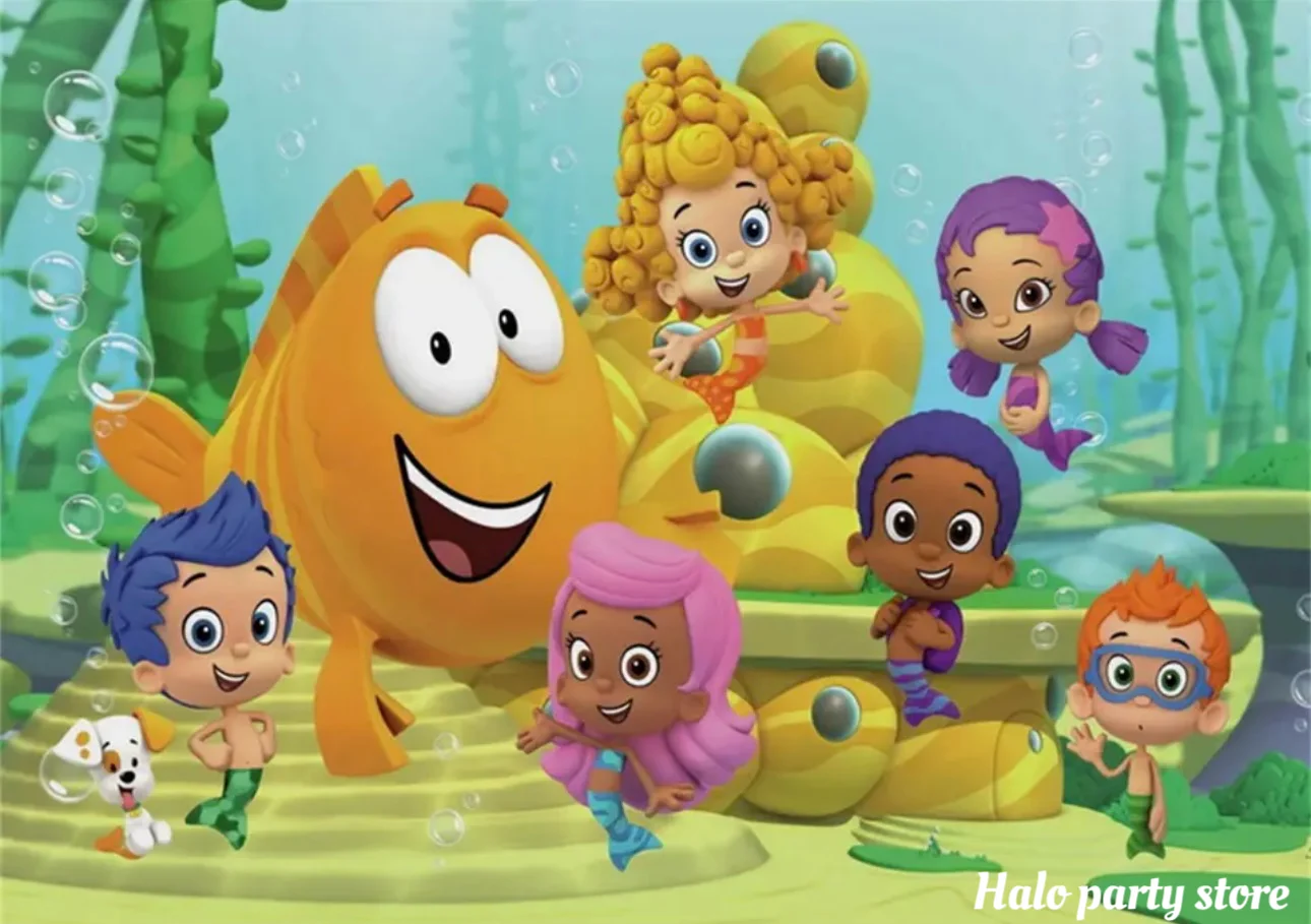 Bubble Guppy Blue Party Backdrop: The Ultimate Underwater Birthday Setup  for Little Explorers, image size:1290x909