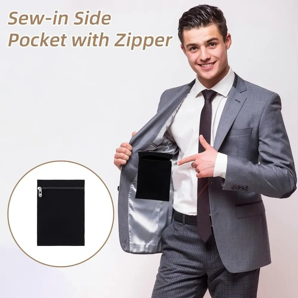 High Quality with Zipper Sew-in Side Hidden Pocket Solid Color Polyester Inside Security Pocket Durable Inside Pockets
