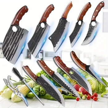 1-11PCS High Carbon Steel Professional Chef Knife Set Sharp Kitchen Knives Sashimi Boning Cooking Beef Vegetable Utility Knife 1