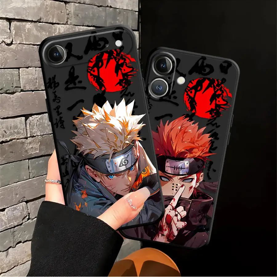 Black Soft Phone Cover Case with Naruto Akatsuki Cloud Design