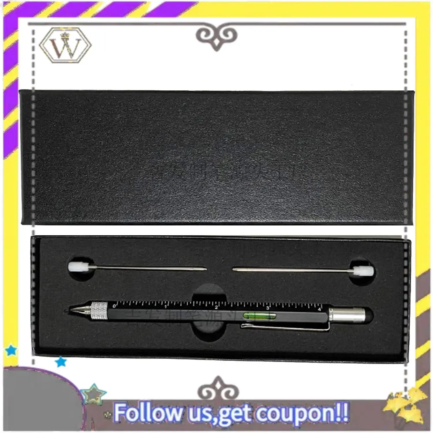 새로운 멀티툴 펜 멋진 가제트, 스타일러스가 포함된 참신한 펜, 레벨, 눈금자, 드라이버, 아빠 남편을 위한 생일 선물 Black Durab