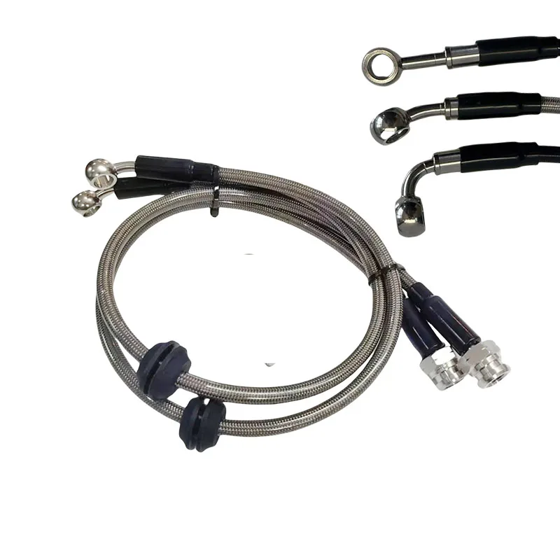Stainless Steel Tube Automotive Yamaha Hydraulic Brake Hose Line Reinforced Car Stainless Steel Braided Brake Clutch Pipe M10 0&deg; 28&deg; 90&deg; Famale M10x1