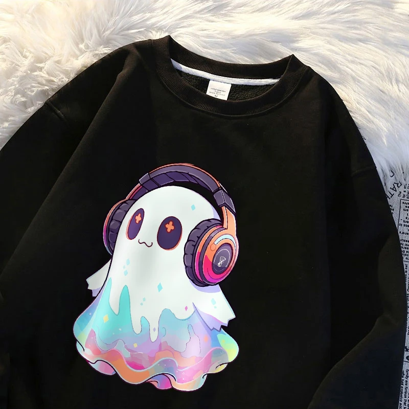Cute Ghost With Headphones Boy Pullover Fashion S-Xxl Autumn Sweatshirt Vintage High Quality Camisa Simple Casual Sportswear customized hoodies men hoodie
