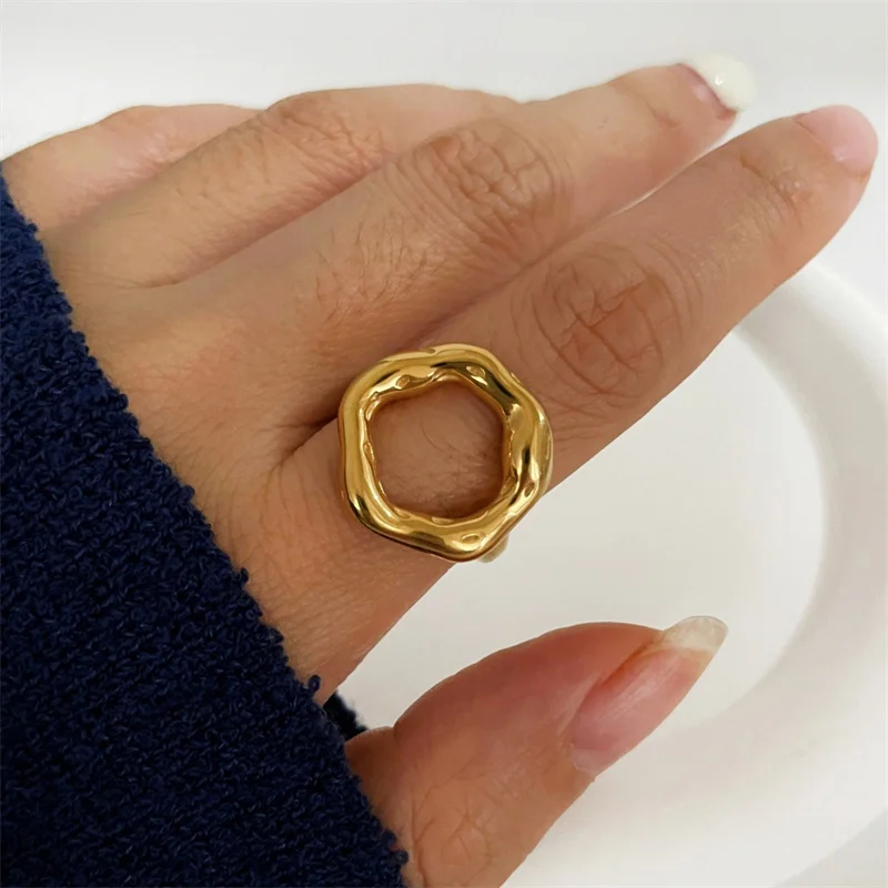 Stainless-Steel-Chunky-Rings-for-Women-Gold-Color-Hyperbole-Large-Ring ...