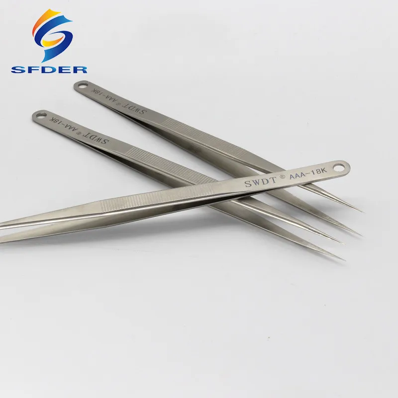AAA-18K Anti-Static Stainless Steel Tweezers Precision Electronic Pointed Straight Tweezer For Phone Repair Tools precision tweezers tweezer tool esd anti static tweezers phone repair tweezers 18CM
