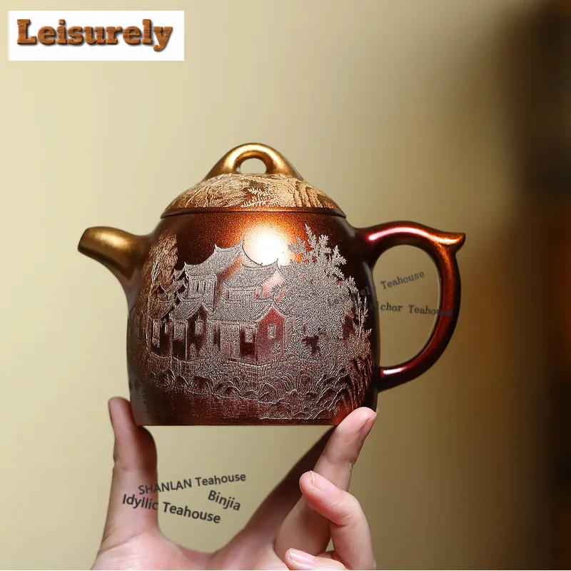 450ml Aesthetic Yixing Purple Clay Teapots Master Handmade X Pot Raw Ore X Mud Kettle with Filter Chinese Zisha Tea Set Cha