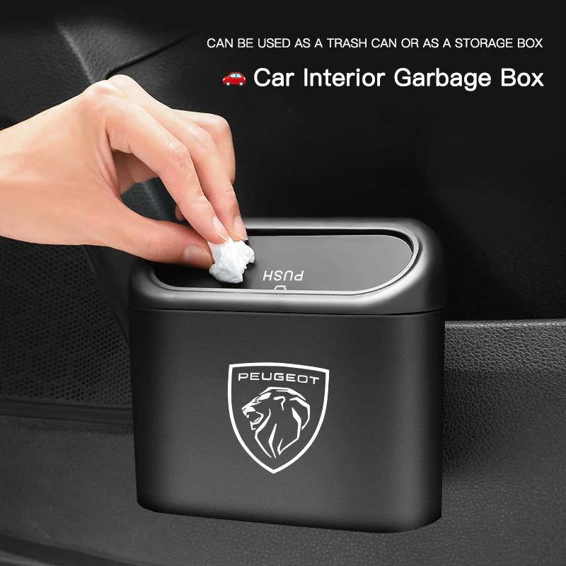 Car Portable Trash Can Auto Sundries Storage Box For Peugeot 206 307 308 3008 207 208 407 508 2008 408 4008 Rifter 5008 301 car trash can car armrest storage box