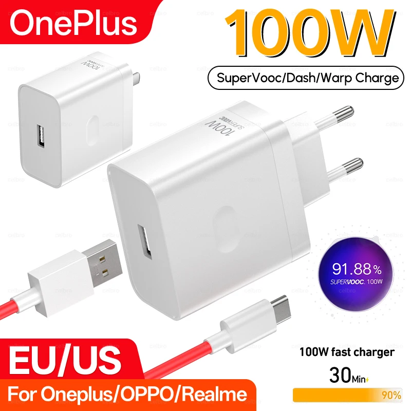 High-Power Original Charger with SUPERVOOC Fast-Charging Adapter and Type-C Cable