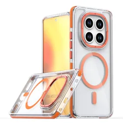 Premium Clear Shockproof Magnetic Phone Case with MagSafe Compatibility for Redmi Note 13 5G (Orange)