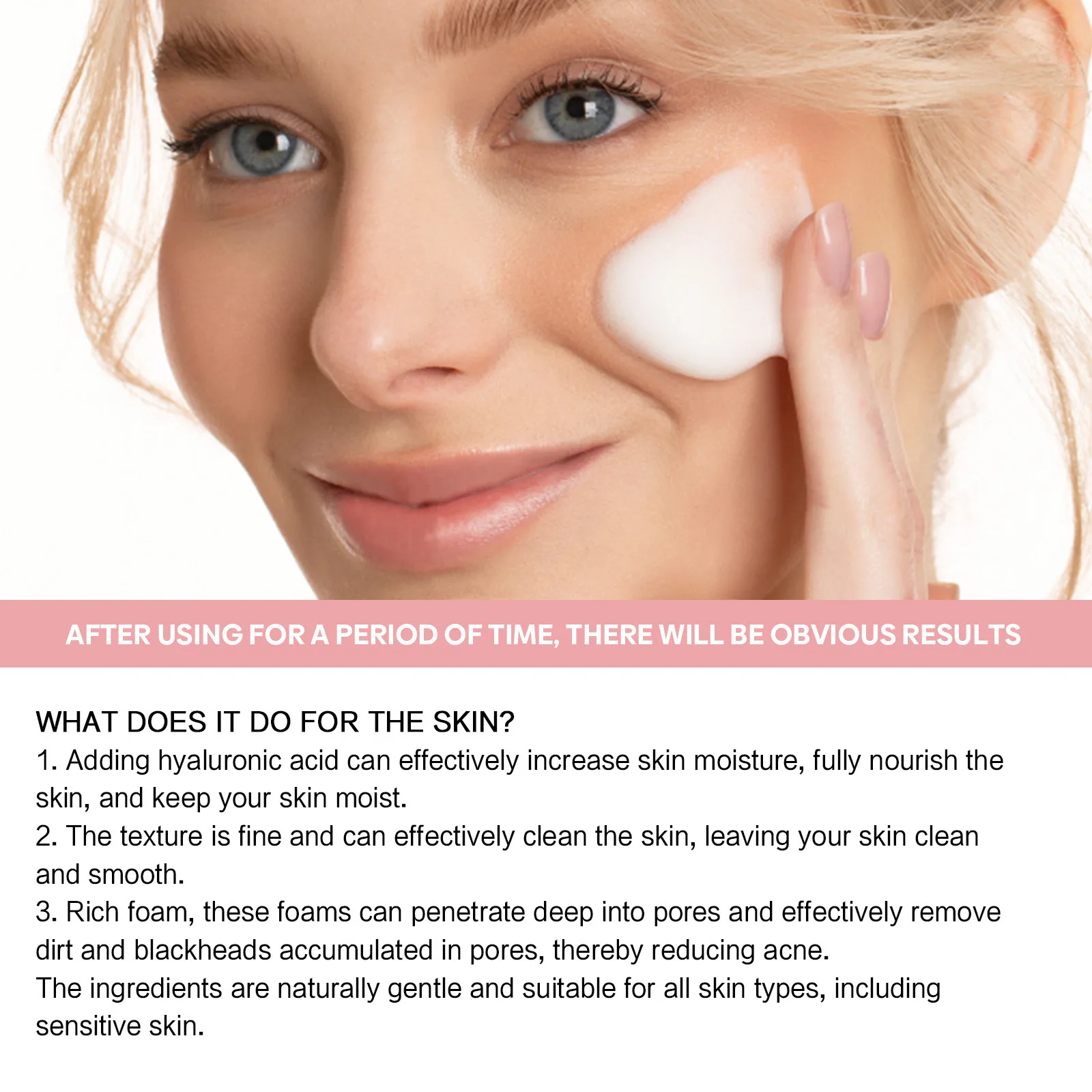 Hyaluronic Acid Cleansing Mousse A-cne Removal Blackheads Oil Control Deep Exfoliating Peeling Shrink Pores Facial Cleanser Foam 5