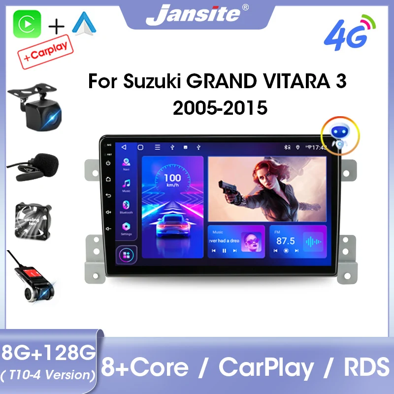Автомагнитола Jansite 2 Din Android 11 мультимедийный видеоплеер для Suzuki Grand Vitara 3 2005-2015 GPS