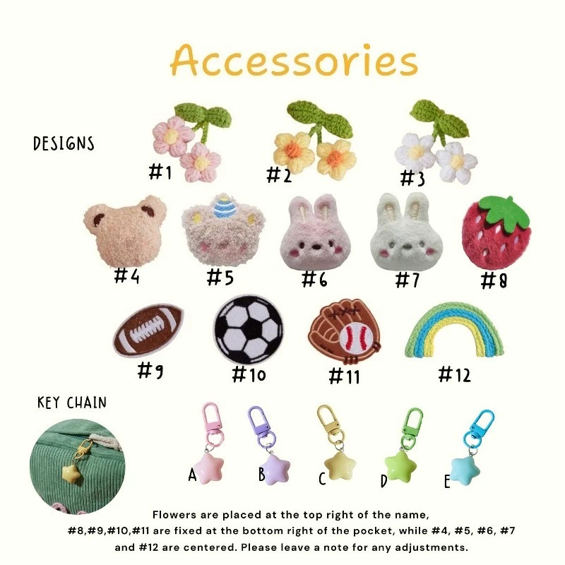 1pcs Personalized Backpack Large Capacity Corduroy Schoolbag Hand-Made Unique Name Custom Multicolor Rope Yarn Color Decoration 6