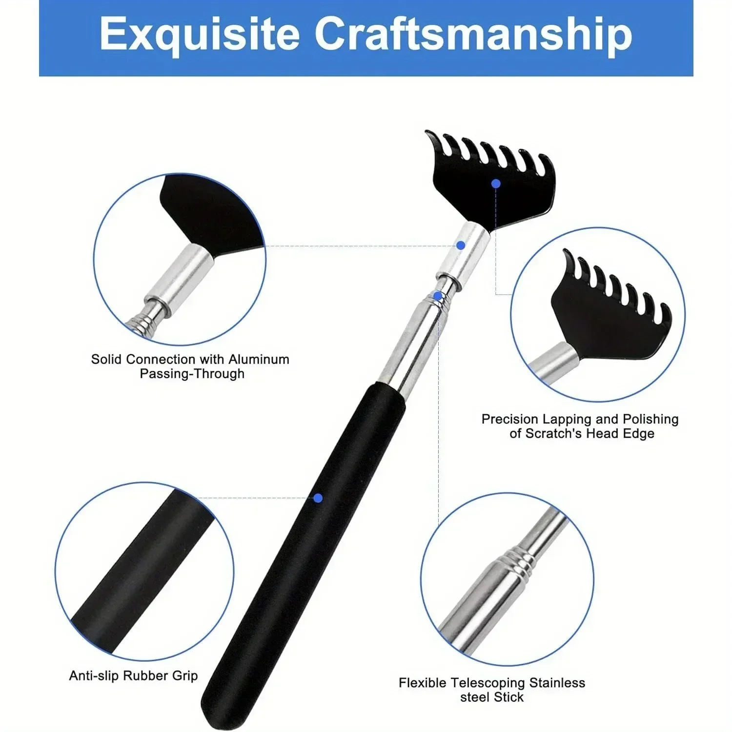 Back Scratchers Extendable Portable Telescoping Metal Hand Massager Handles Thanksgiving Birthday Christmas Gifts