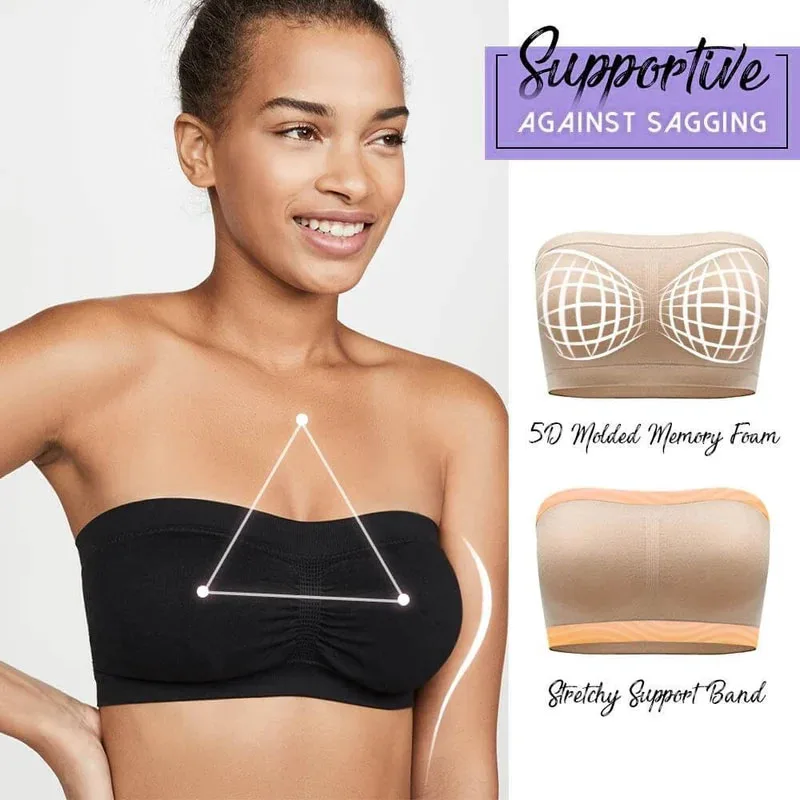 Bandeau Bra Double Layers Size Tube Removable Padded Top Stretchy Seamless Bandeau Bra Boob Spaghetti Strap - Tube Tops - AliExpress