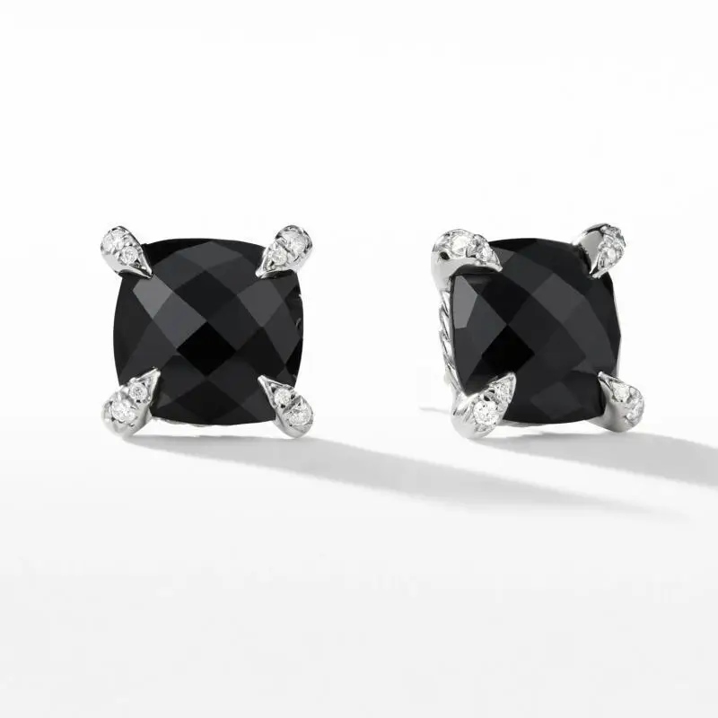 HSC DY Cable Classics Earrings in Sterling Silver with Amethyst and Pave Diamonds at Ahee Jewelers