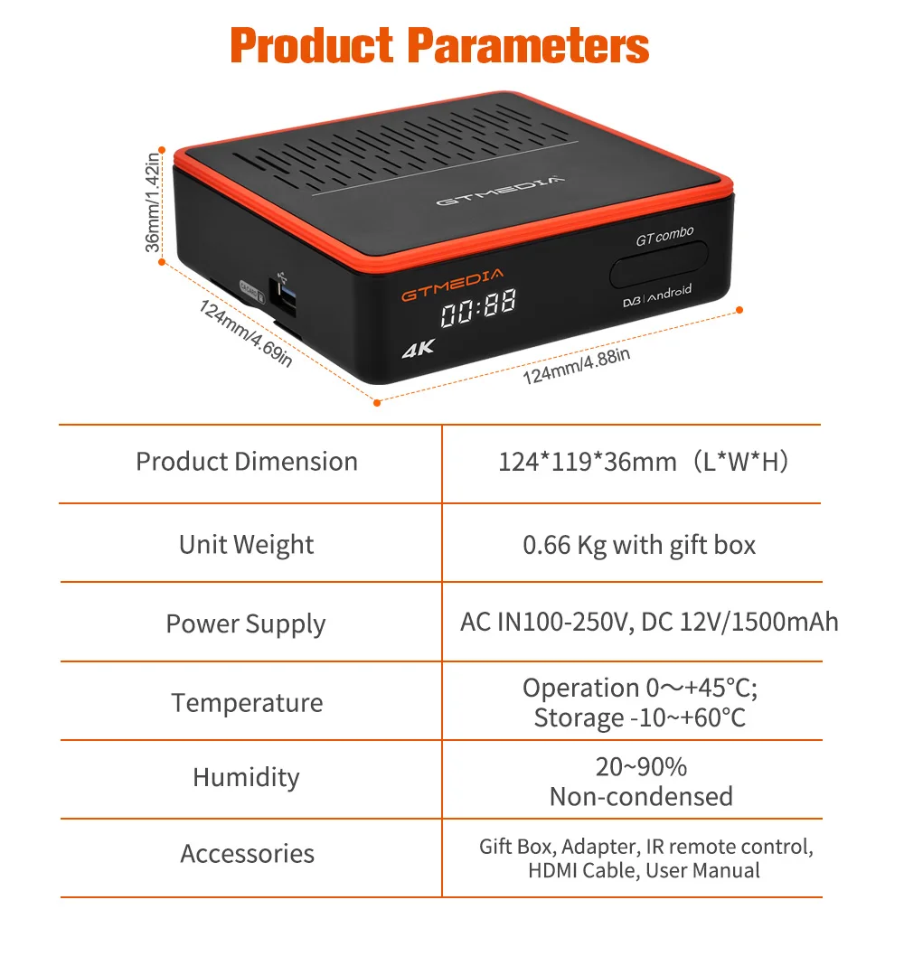 Gtmedia GTX Combo Android9,0+DVB-S2X/S2/S+T2/T+C2/C+ATSC-T+Isdbt+CI Plus+HDD  4K receptor satélite Top Caja - China Receptor, receptor de satélite