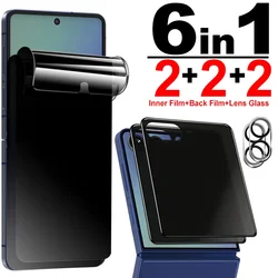Enhanced Privacy Hydrogel Film Screen Protector with Anti - Spy Back Tempered Glass Lens Cover - Z Flip 7 (6in1 Set)
